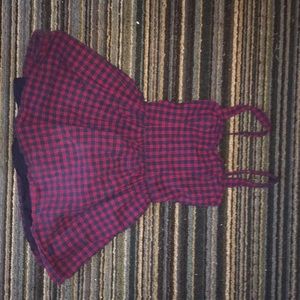 Checkered red and navy blue dress